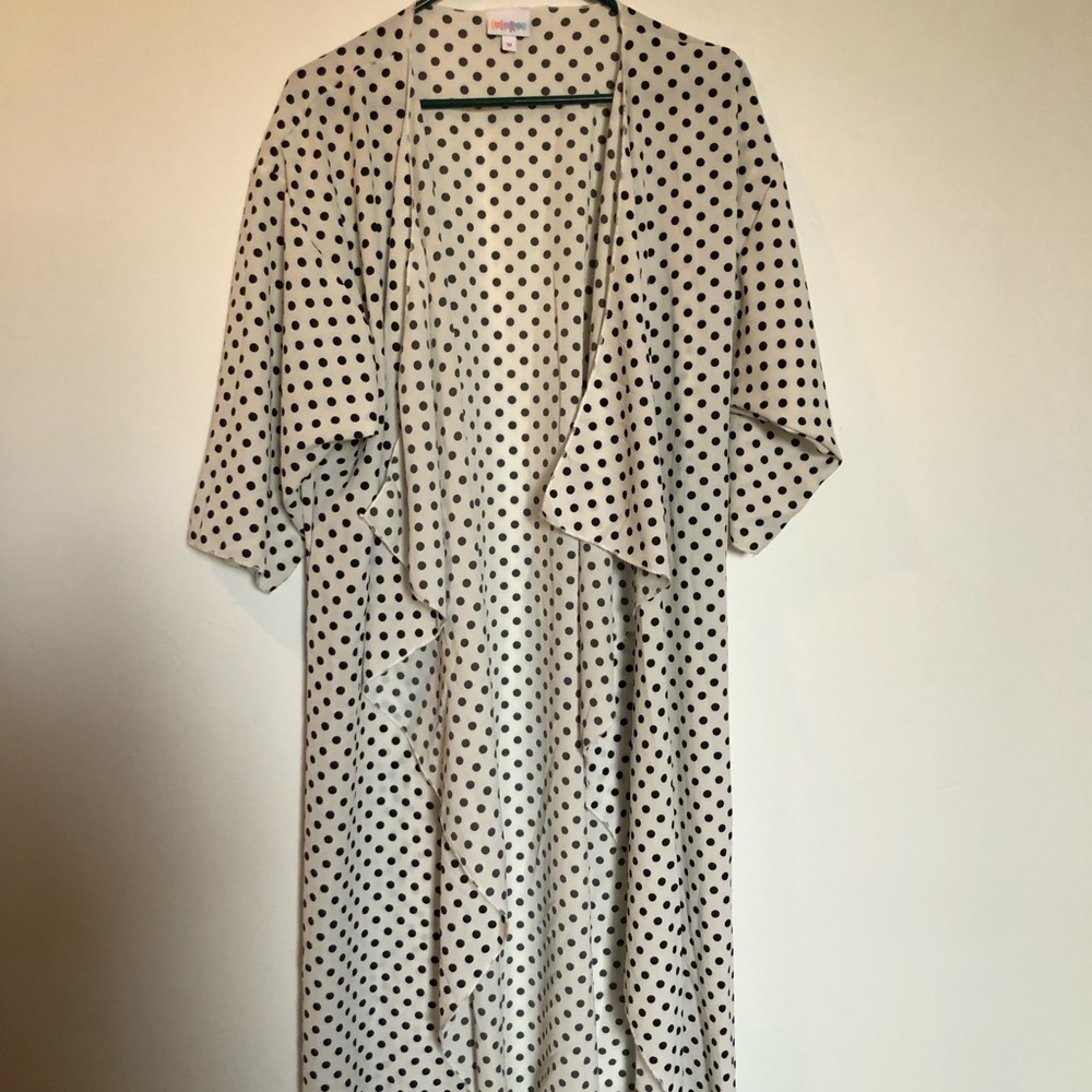 LulaRoe Shirley white and black polka dot